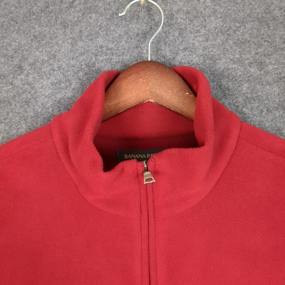 Banana‎ Republic Mens Red Fleece Quarter Zip Pullover Sweater Mock Neck Size M